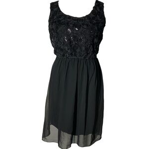 Black Sleeveless Sheer and Sequin Dress